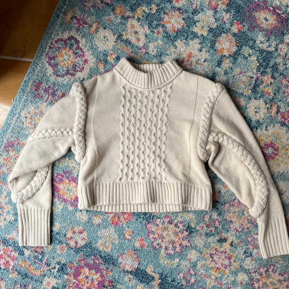 Cropped Knit Zara Sweater w Shoulder Pads